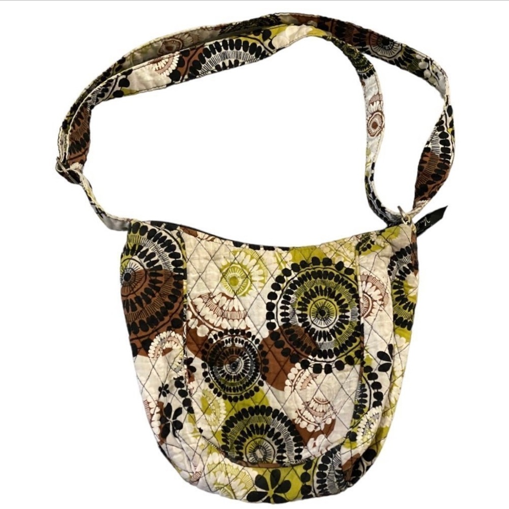 Vera Bradley Crossbody Bag Brown Green Black Quilted Boho Y2K Festival Granola - Picture 2 of 11
